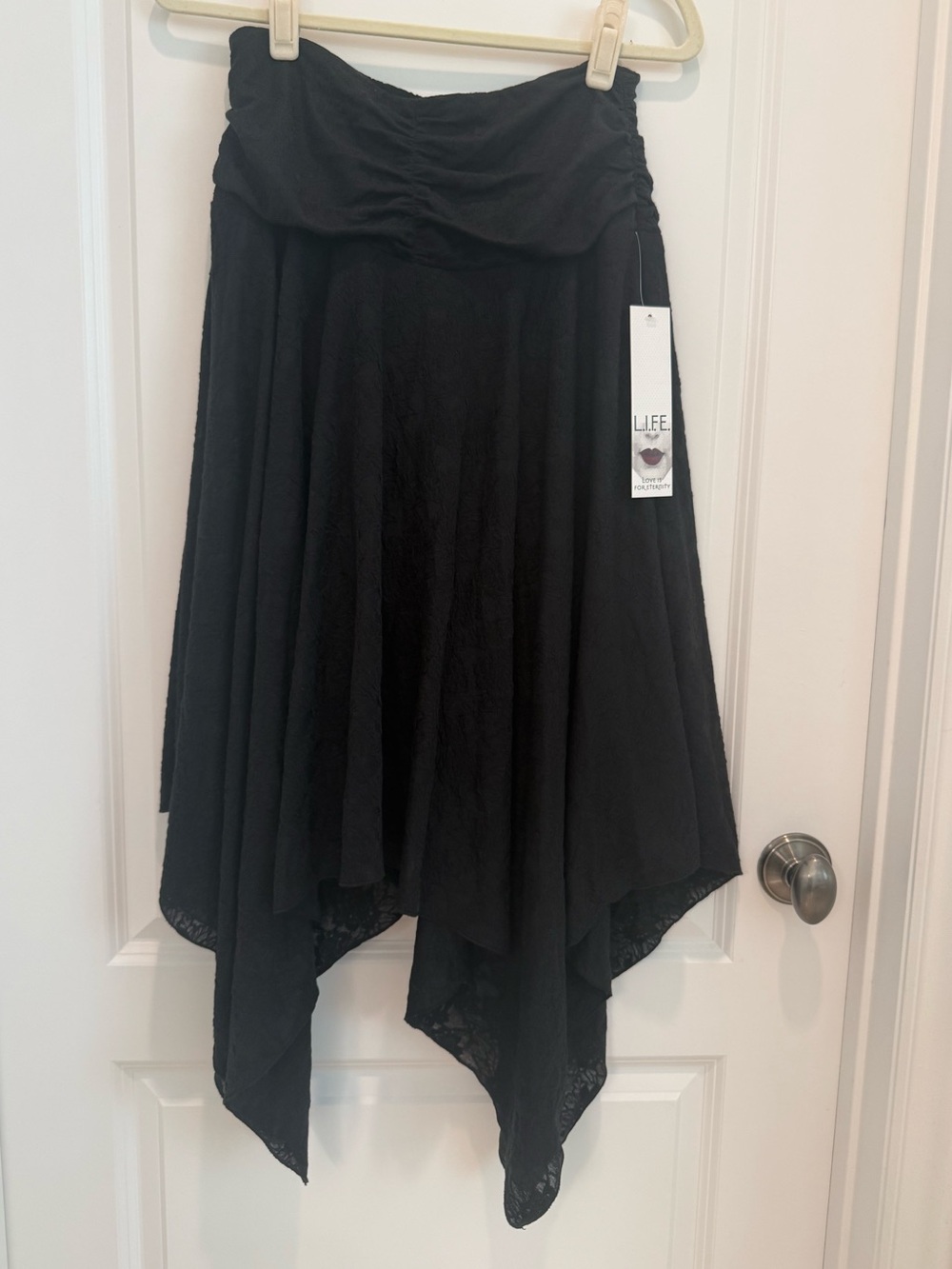 Black Handkerchief Hem Maxi Skirt NWT